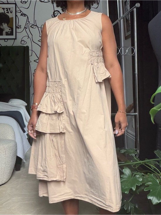 Caara Dresses & Skirts - Beige Ruffle Tiered A-Line Women's Skirt